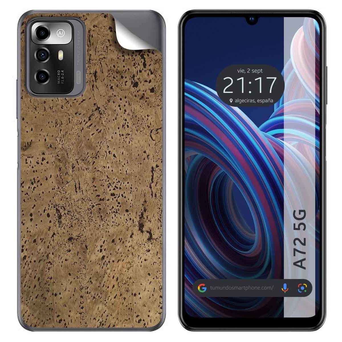 Pegatina Vinilo Autoadhesiva Textura Corcho para ZTE Blade A72 5G