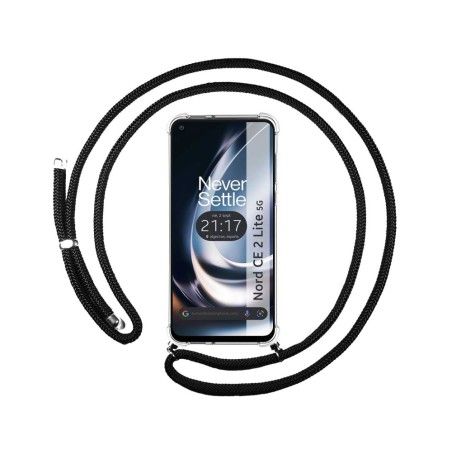 Funda Colgante Transparente para Oneplus Nord CE 2 Lite 5G con Cordon Negro