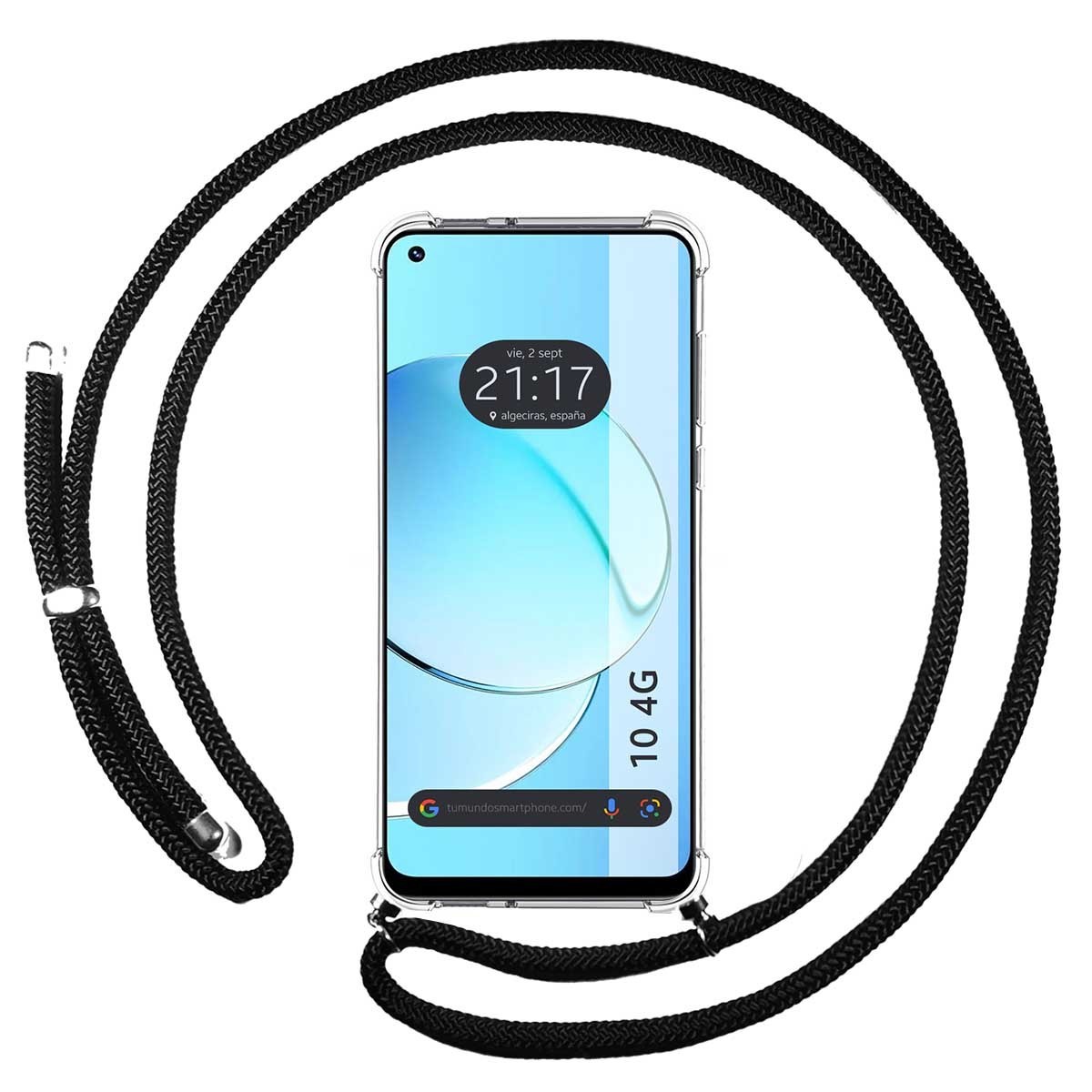 Funda Colgante Transparente para Realme 10 4G con Cordon Negro