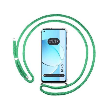 Funda Colgante Transparente para Realme 10 4G con Cordon Verde Agua
