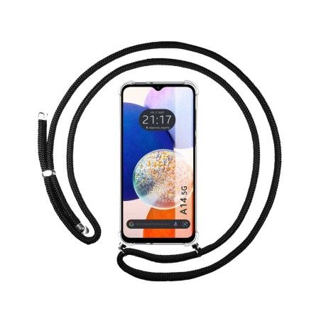 Funda Colgante Transparente para Samsung Galaxy A14 4G / 5G con Cordon Negro