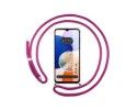 Funda Colgante Transparente para Samsung Galaxy A14 4G / 5G con Cordon Rosa Fucsia