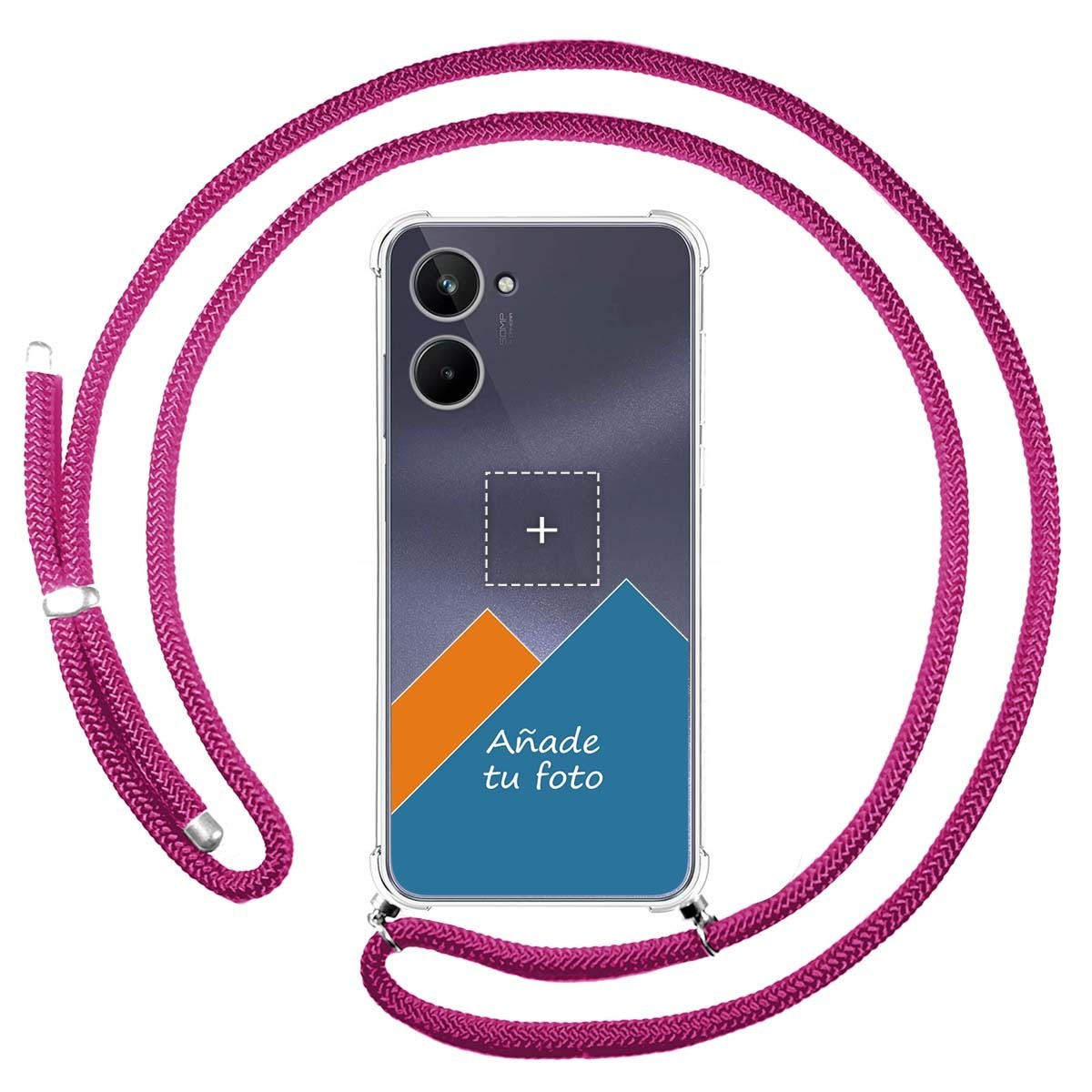 Personaliza tu Funda Colgante Transparente para Realme 10 4G con Cordon Rosa Fucsia Dibujo Personalizada