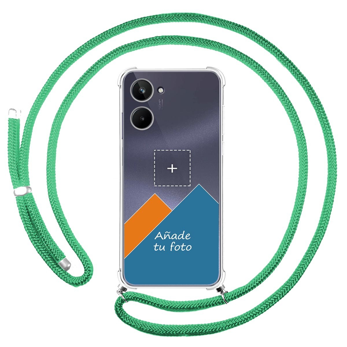 Personaliza tu Funda Colgante Transparente para Realme 10 4G con Cordon Verde Agua Dibujo Personalizada