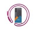 Personaliza tu Funda Colgante Transparente para Samsung Galaxy A14 4G / 5G con Cordon Rosa Fucsia Dibujo Personalizada