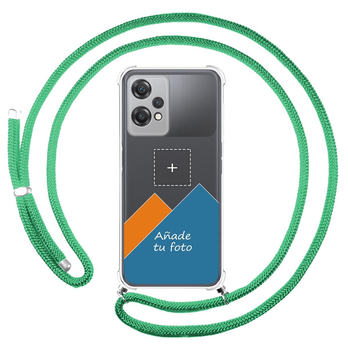 Personaliza tu Funda Colgante Transparente para Oneplus Nord CE 2 Lite 5G con Cordon Verde Agua Dibujo Personalizada