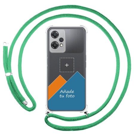 Personaliza tu Funda Colgante Transparente para Oneplus Nord CE 2 Lite 5G con Cordon Verde Agua Dibujo Personalizada