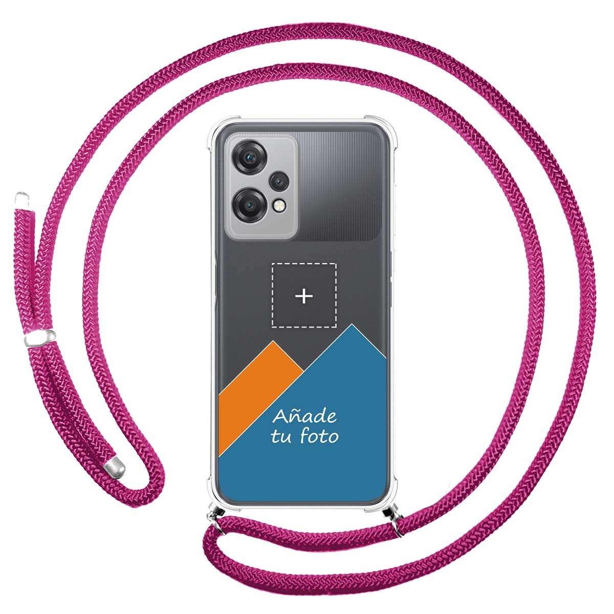 Personaliza tu Funda Colgante Transparente para Oneplus Nord CE 2 Lite 5G con Cordon Rosa Fucsia Dibujo Personalizada