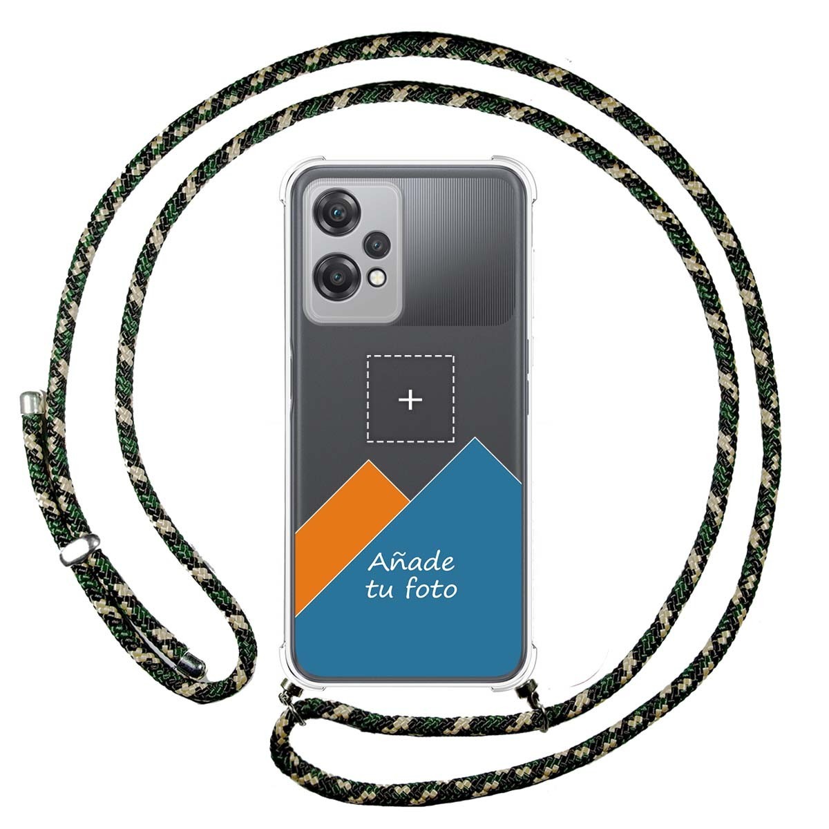 Personaliza tu Funda Colgante Transparente para Oneplus Nord CE 2 Lite 5G con Cordon Verde / Dorado Dibujo Personalizada