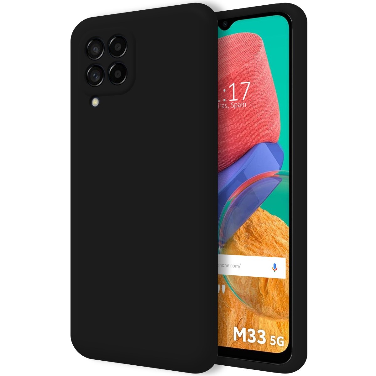Funda Silicona Líquida Ultra Suave para Samsung Galaxy M33 5G color Negra