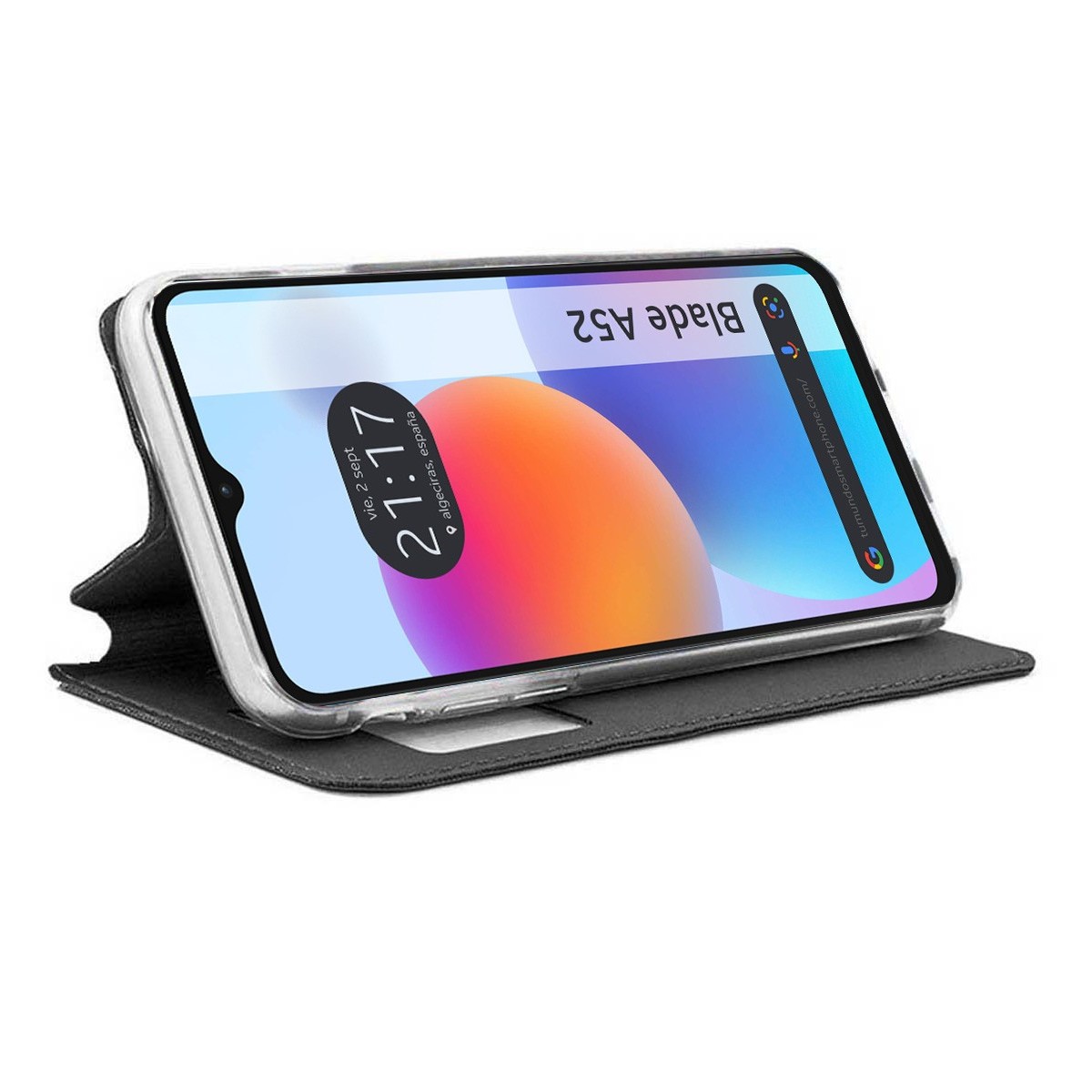 Funda Libro Soporte con Ventana para ZTE Blade A52 color Negra
