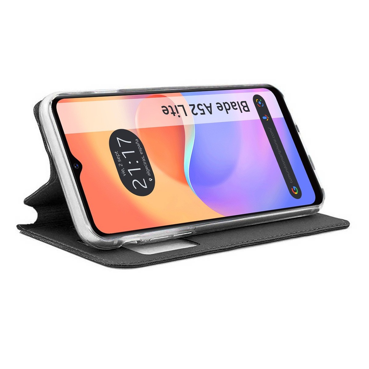 Funda Libro Soporte con Ventana para ZTE Blade A52 Lite color Negra