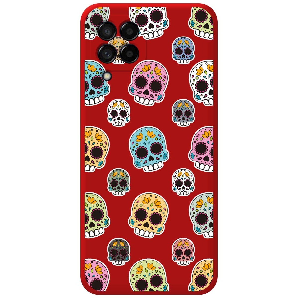 Funda Silicona Líquida Roja para Samsung Galaxy M33 5G diseño Catrina Dibujos