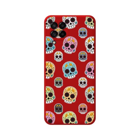 Funda Silicona Líquida Roja para Samsung Galaxy M33 5G diseño Catrina Dibujos