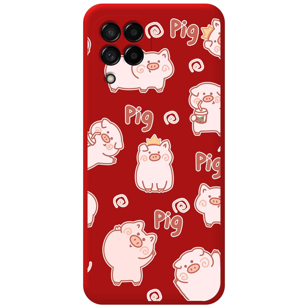 Funda Silicona Líquida Roja para Samsung Galaxy M33 5G diseño Cerdos Dibujos