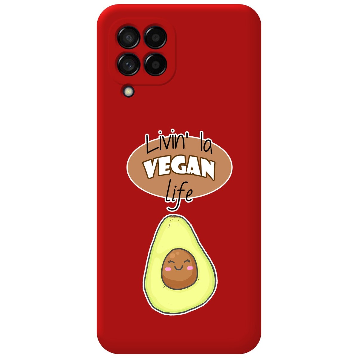 Funda Silicona Líquida Roja para Samsung Galaxy M33 5G diseño Vegan Life Dibujos