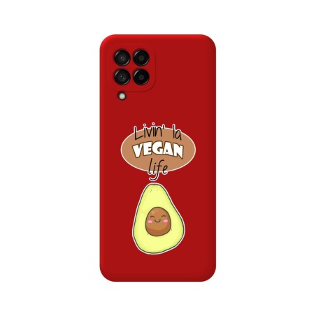 Funda Silicona Líquida Roja para Samsung Galaxy M33 5G diseño Vegan Life Dibujos