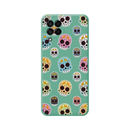 Funda Silicona Líquida Verde para Samsung Galaxy M33 5G diseño Catrina Dibujos
