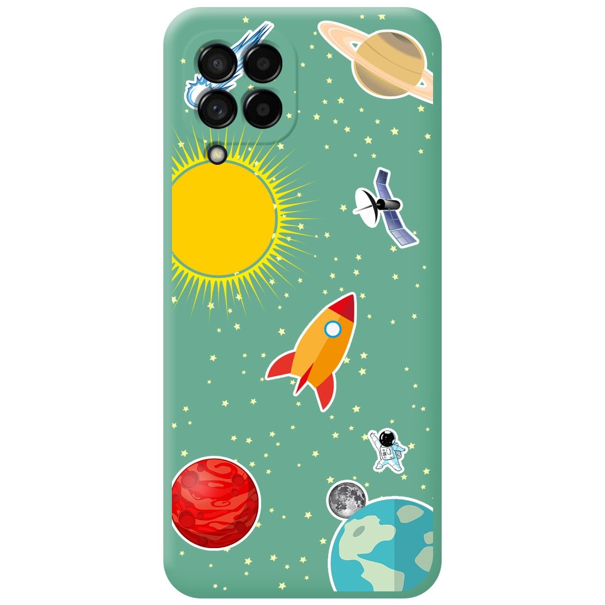 Funda Silicona Líquida Verde para Samsung Galaxy M33 5G diseño Espacio Dibujos