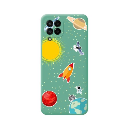 Funda Silicona Líquida Verde para Samsung Galaxy M33 5G diseño Espacio Dibujos