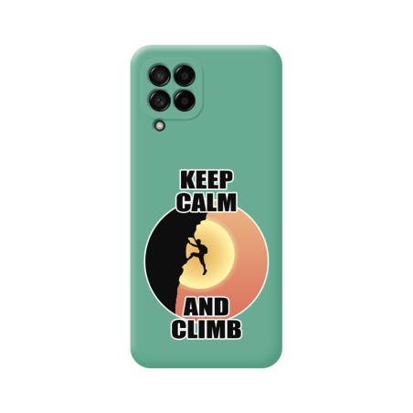 Funda Silicona Líquida Verde para Samsung Galaxy M33 5G diseño Hombre Escalada Dibujos