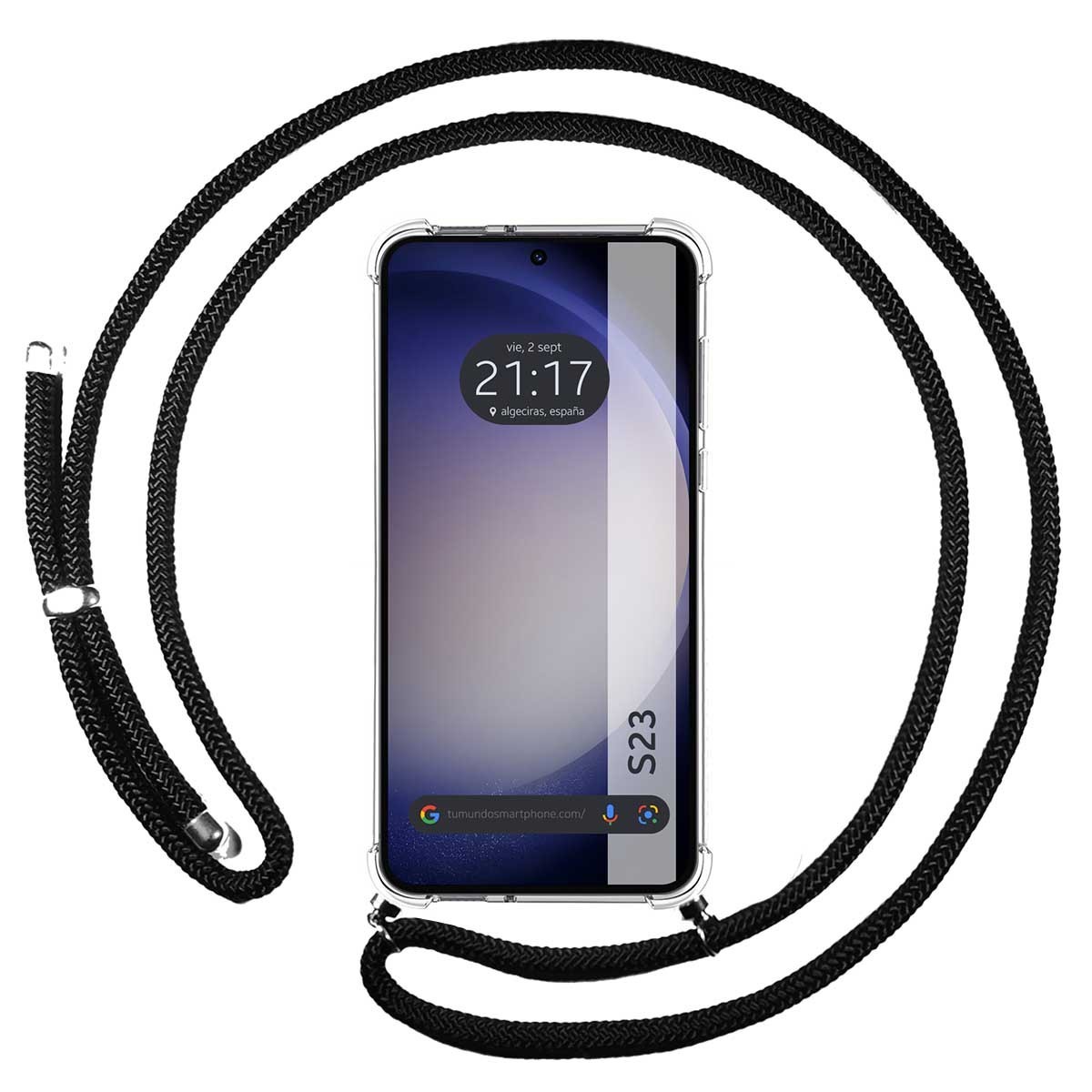 Funda Colgante Transparente para Samsung Galaxy S23 5G con Cordon Negro