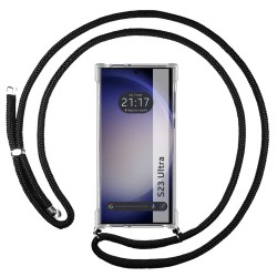 Funda Colgante Transparente para Samsung Galaxy S23 Ultra 5G con Cordon Negro