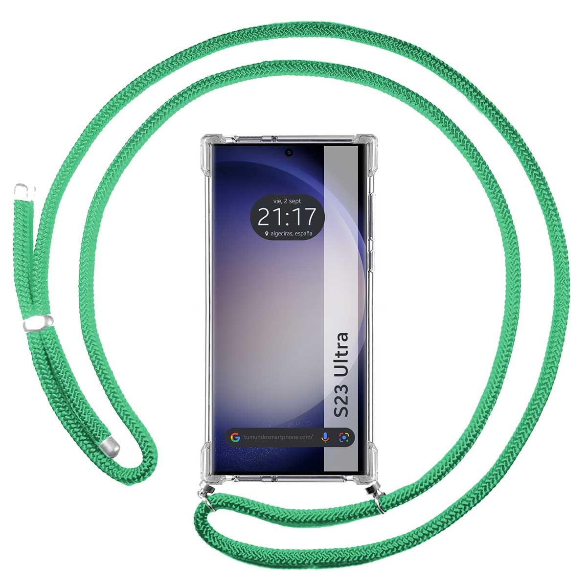 Samsung Galaxy S23 Ultra 5G Funda Colgante transparente con cordón color  Verde Agua