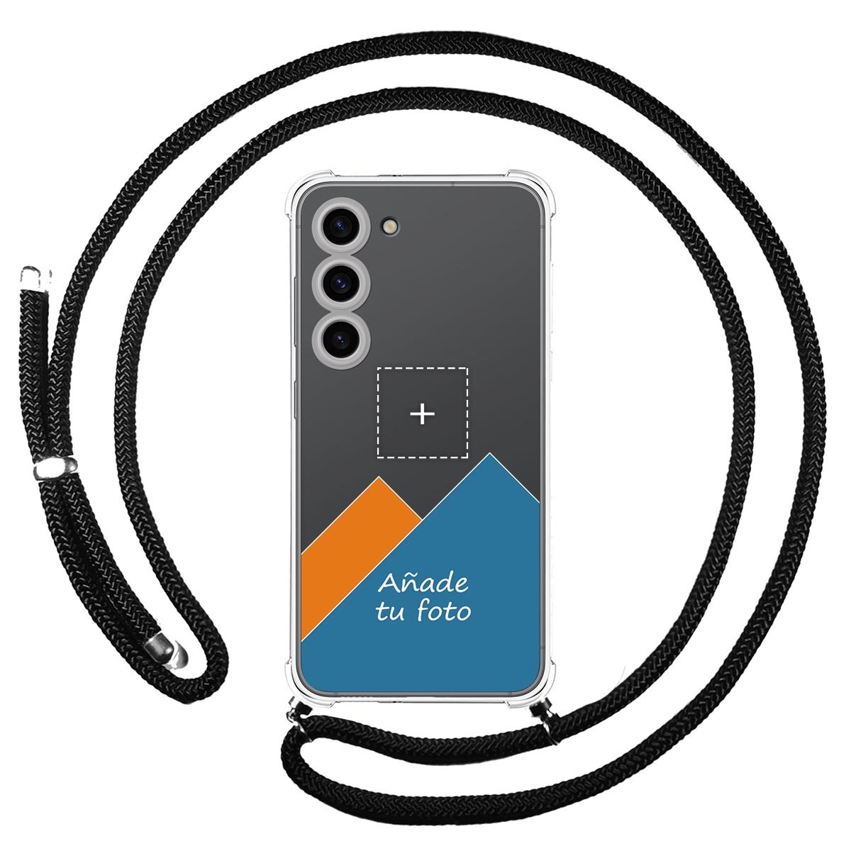 Personaliza tu Funda Colgante Transparente para Samsung Galaxy S23 5G con Cordon Negro Dibujo Personalizada