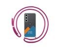 Personaliza tu Funda Colgante Transparente para Samsung Galaxy S23 5G con Cordon Rosa Fucsia Dibujo Personalizada