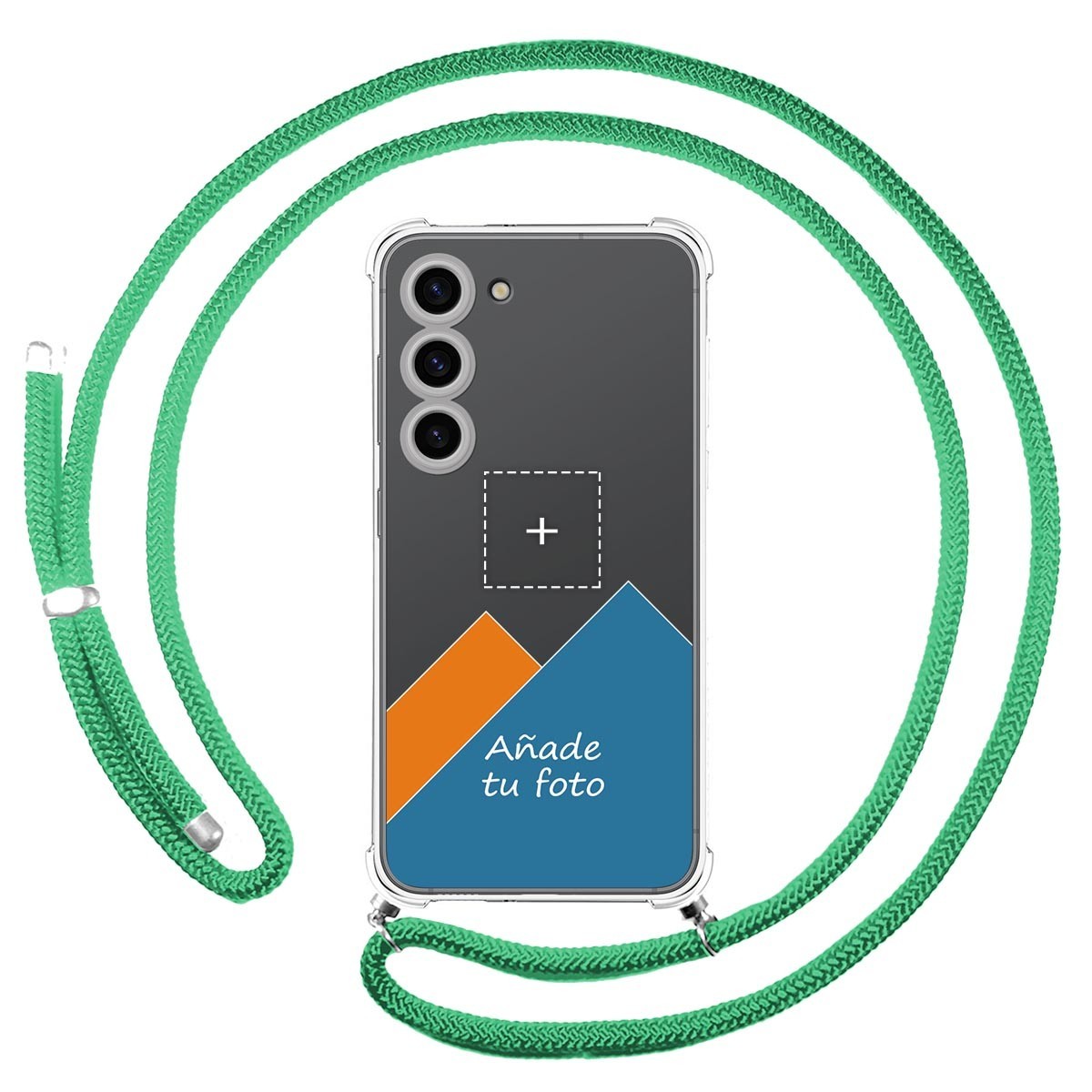 Personaliza tu Funda Colgante Transparente para Samsung Galaxy S23 5G con Cordon Verde Agua Dibujo Personalizada