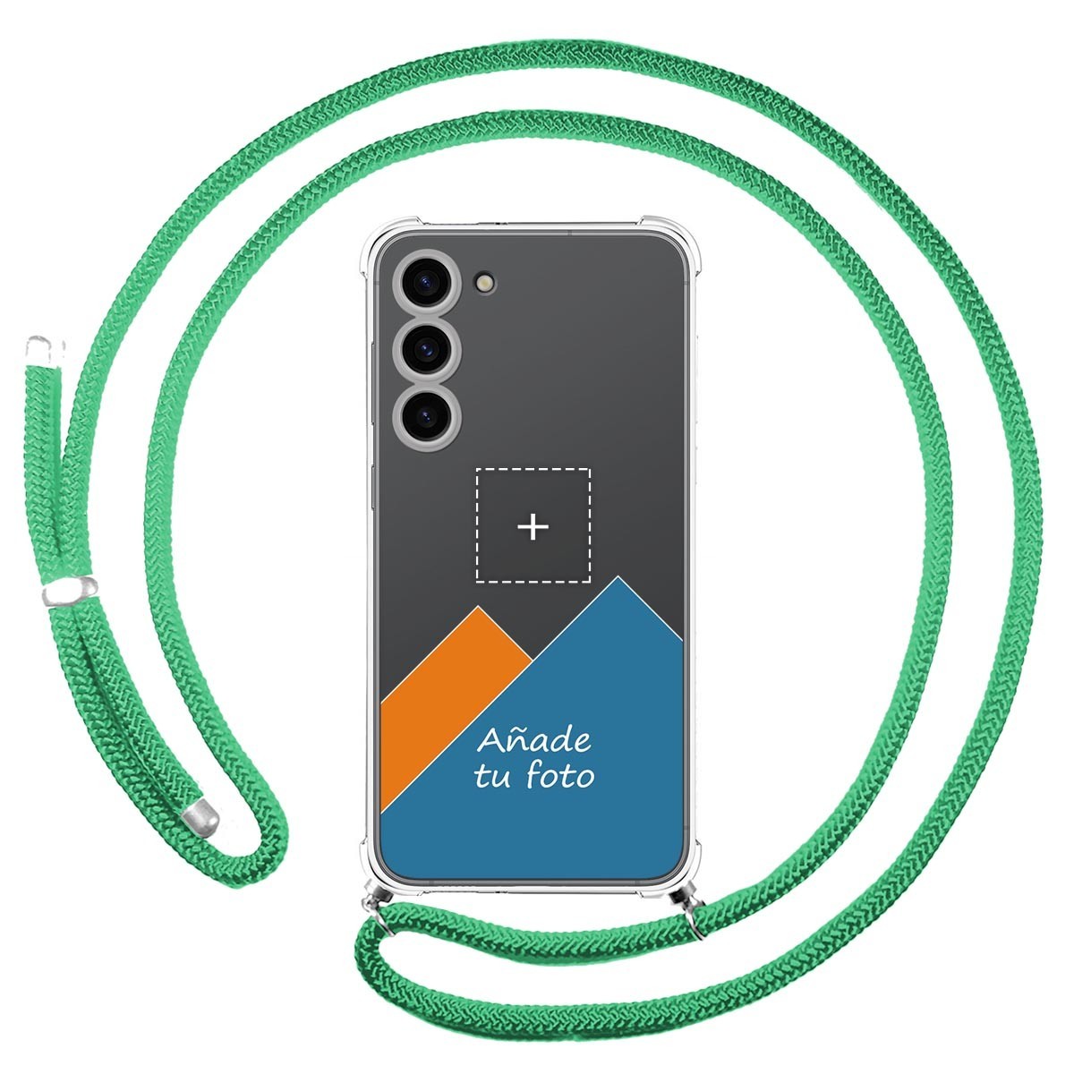 Personaliza tu Funda Colgante Transparente para Samsung Galaxy S23+ Plus 5G con Cordon Verde Agua Dibujo Personalizada