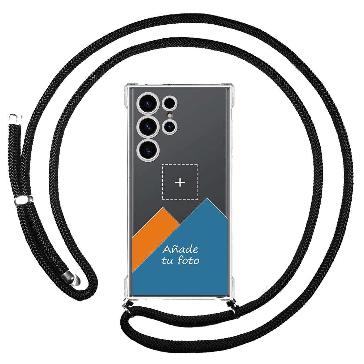 Personaliza tu Funda Colgante Transparente para Samsung Galaxy S23 Ultra 5G con Cordon Negro Dibujo Personalizada