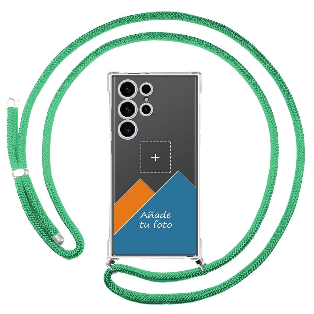 Personaliza tu Funda Colgante Transparente para Samsung Galaxy S23 Ultra 5G con Cordon Verde Agua Dibujo Personalizada