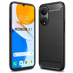 Funda Gel Tpu Tipo Carbon Negra para Huawei Honor X7