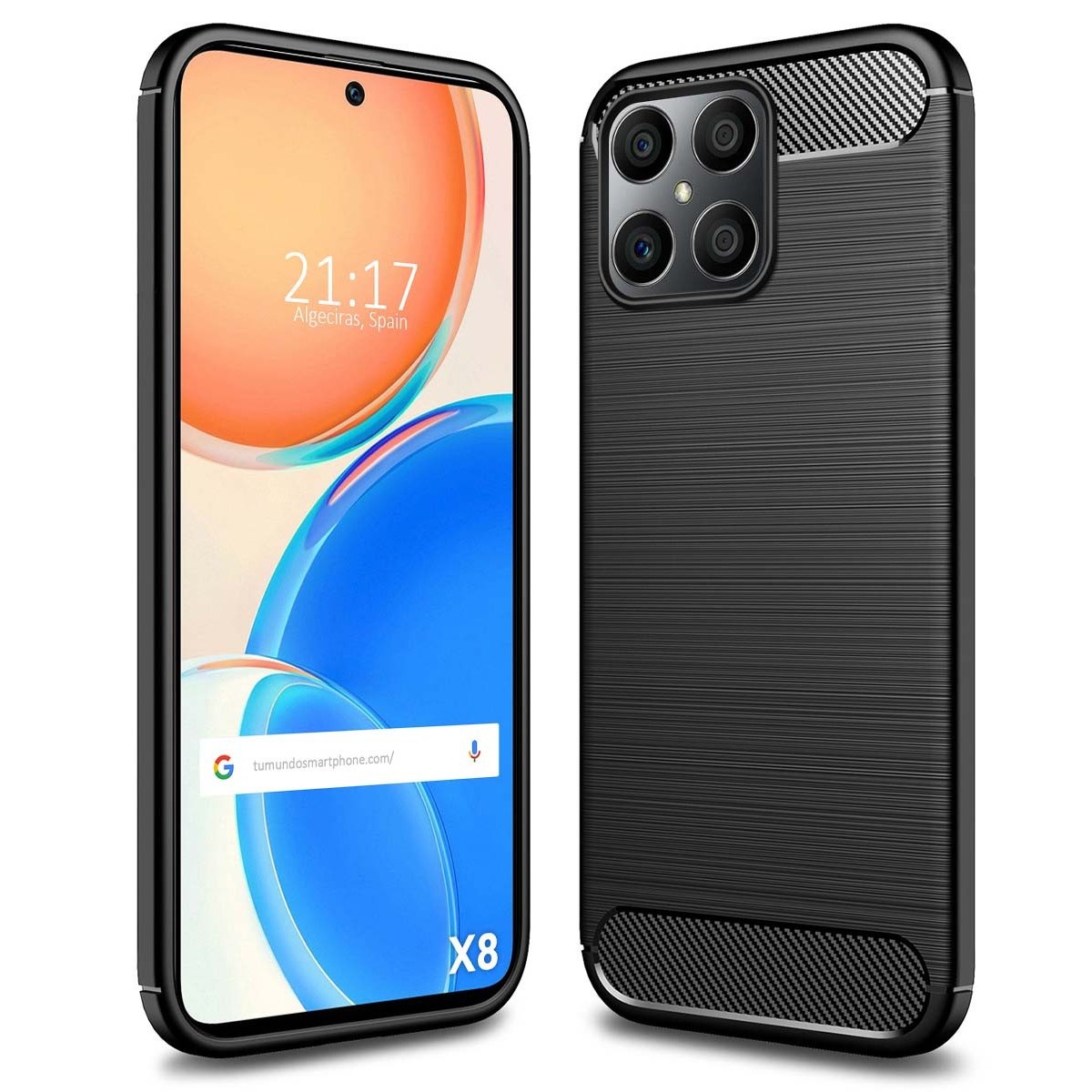 Funda Gel Tpu Tipo Carbon Negra para Huawei Honor X8