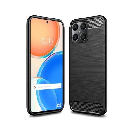 Funda Gel Tpu Tipo Carbon Negra para Huawei Honor X8