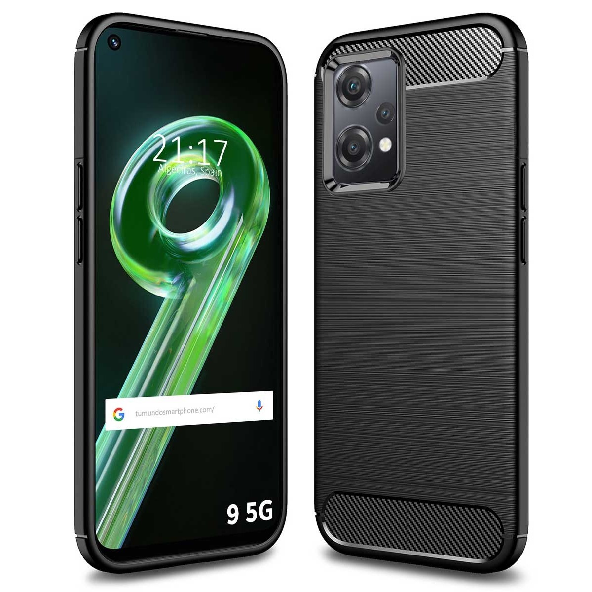 Funda Gel Tpu Tipo Carbon Negra para Realme 9 Pro 5G