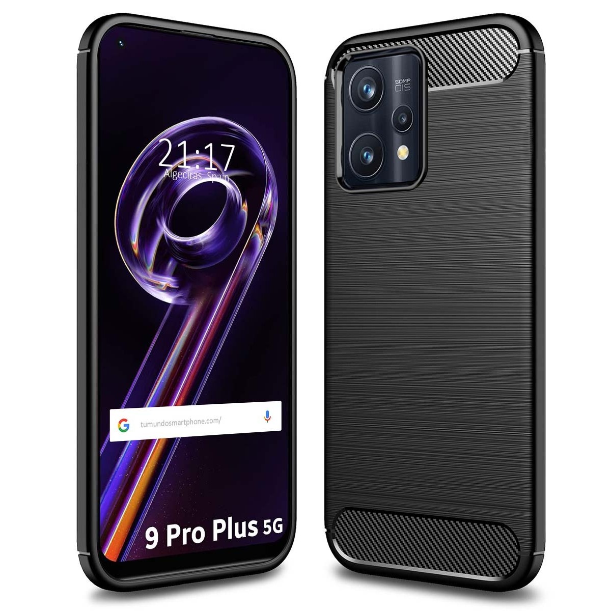 Funda Gel Tpu Tipo Carbon Negra para Realme 9 Pro Plus 5G