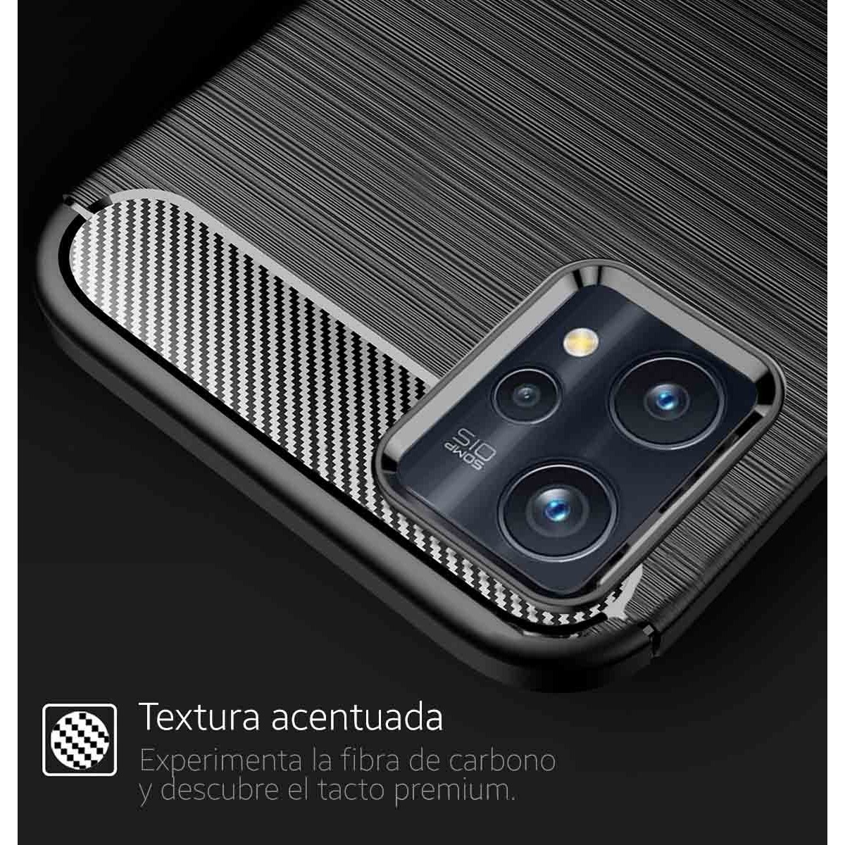 Funda Gel Tpu Tipo Carbon Negra para Realme 9 Pro Plus 5G