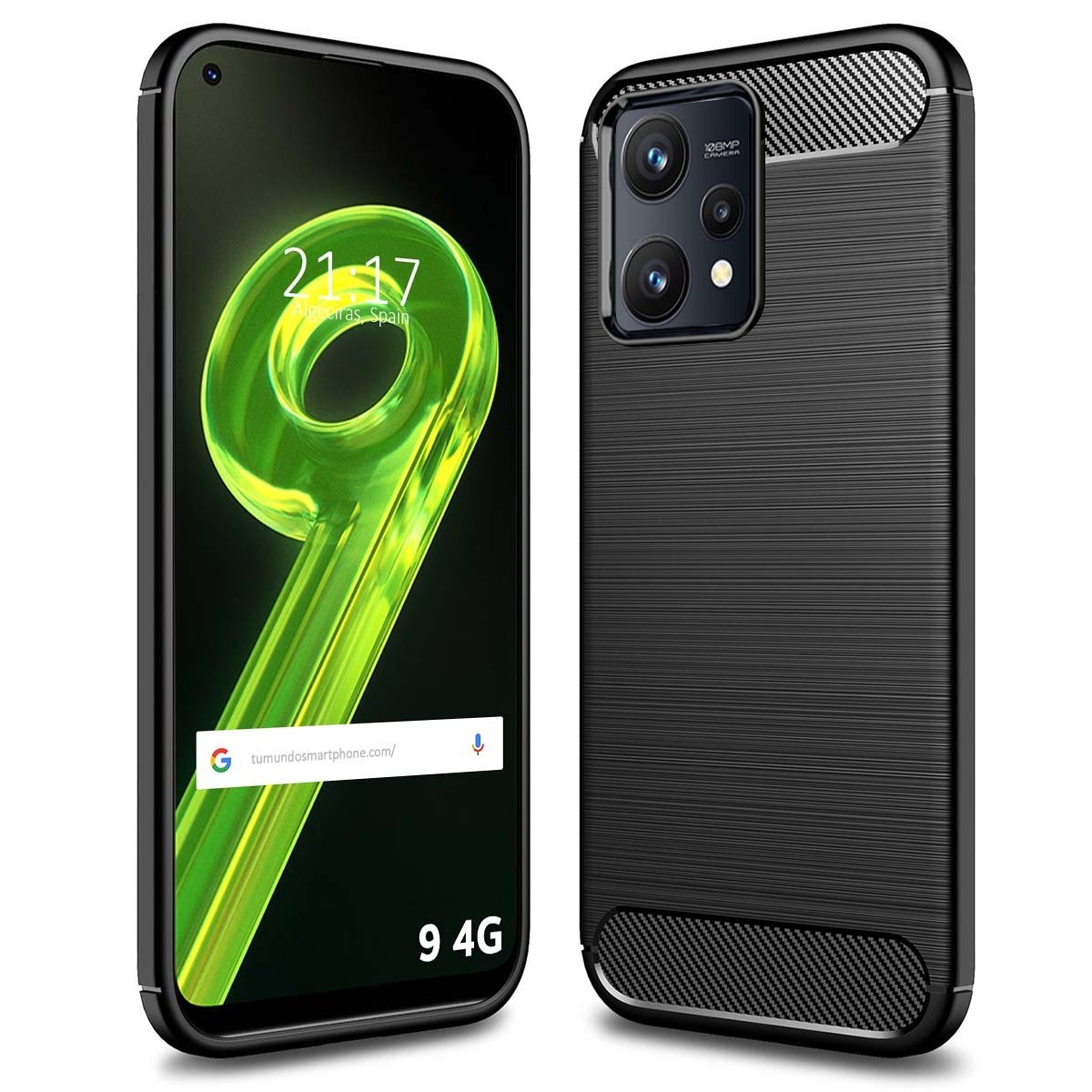 Funda Gel Tpu Tipo Carbon Negra para Realme 9 4G