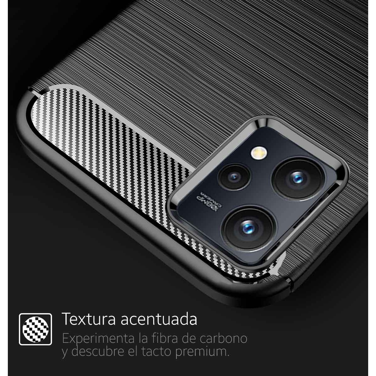 Funda Gel Tpu Tipo Carbon Negra para Realme 9 4G