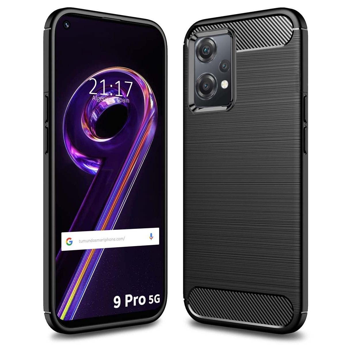 Funda Gel Tpu Tipo Carbon Negra para Realme 9 5G