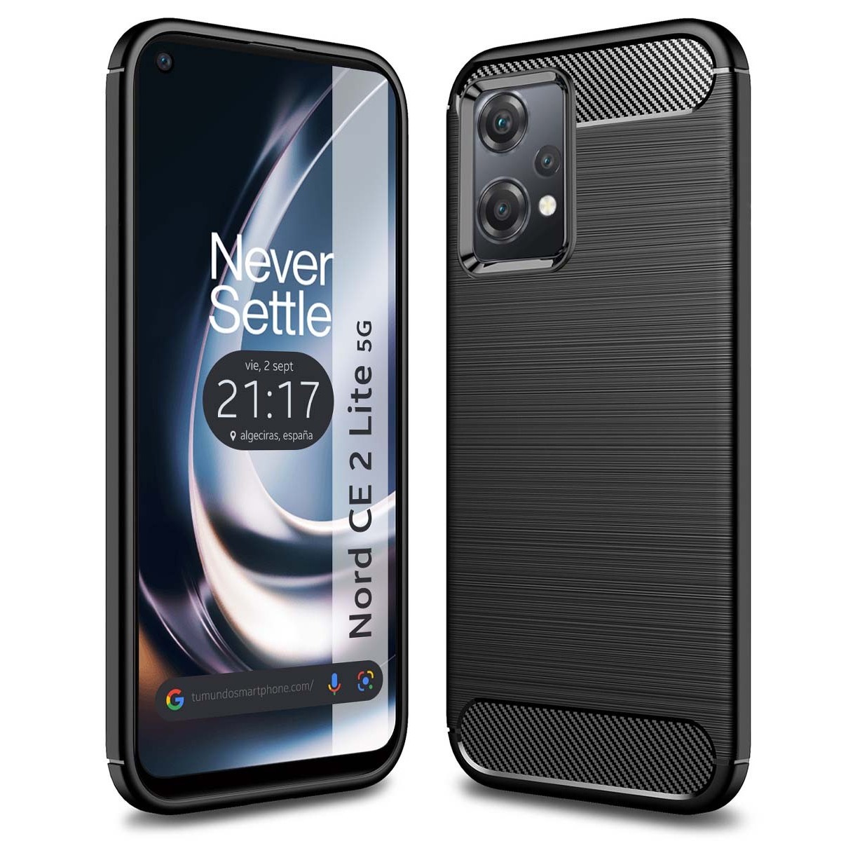 Funda Gel Tpu Tipo Carbon Negra para Oneplus Nord CE 2 Lite 5G