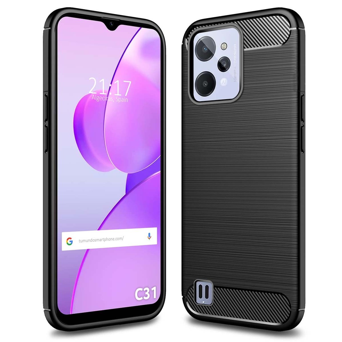 Funda Gel Tpu Tipo Carbon Negra para Realme C31