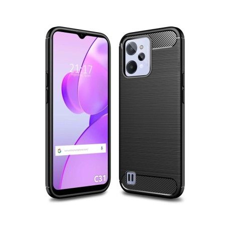 Funda Gel Tpu Tipo Carbon Negra para Realme C31
