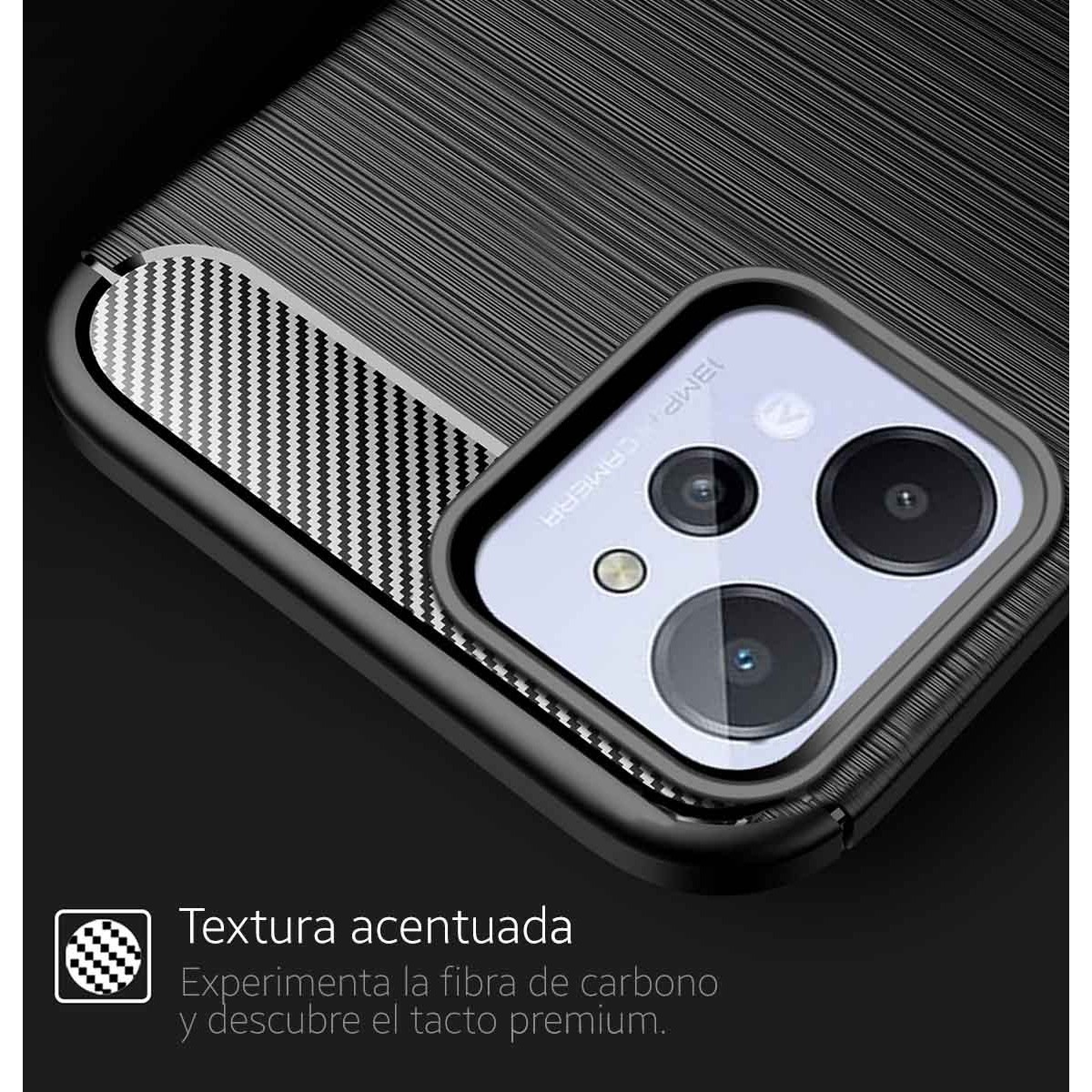 Funda Gel Tpu Tipo Carbon Negra para Realme C31