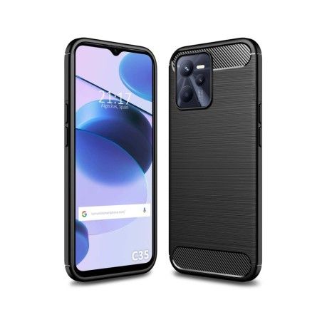 Funda Gel Tpu Tipo Carbon Negra para Realme C35