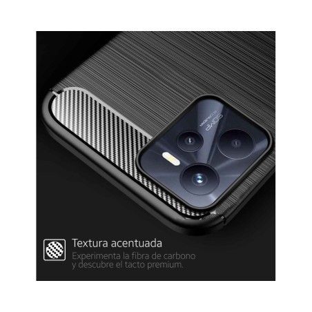 Funda Gel Tpu Tipo Carbon Negra para Realme C35
