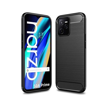 Funda Gel Tpu Tipo Carbon Negra para Realme Narzo 50A Prime